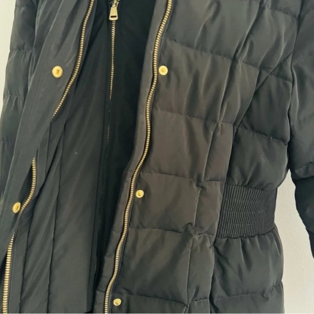 Cole Haan Signature Black Double Zip Long Midi Quilted Puffer Jacket Medium